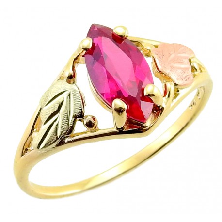 10K Black Hills Gold Tri-color Ladies Ring W/ Sapphire or Ruby