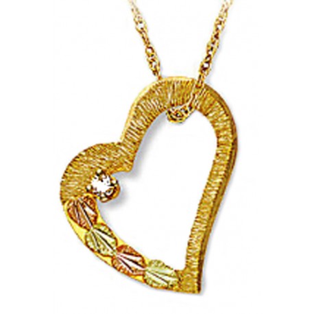 Landstrom's® Small 10K Black Hills Gold Heart Pendant with .02TWT Diamond