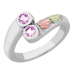 Landstrom's® Black Hills Gold on Sterling Silver Ring with 2 Pink CZ