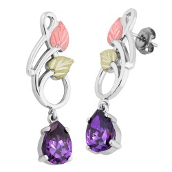 Landstrom's® Black Hills Gold on Silver Dangle Earrings with 10x7mm Pear Amethyst CZ