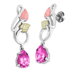 Landstrom's® Black Hills Gold on Silver Dangle Earrings with 10x7mm Pear Pink CZ