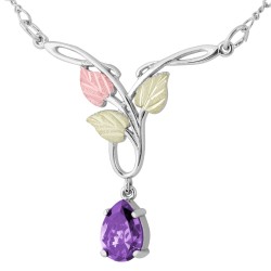 Landstrom's® Black Hills Gold on Silver Necklace with 10x7mm Pear Amethyst CZ