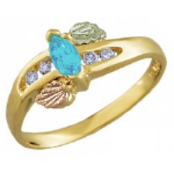 Landstrom's® 10K Black Hills Gold Ring with Diamond and Blue Topaz