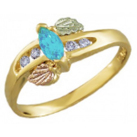 Landstrom's® 10K Black Hills Gold Ring with Diamond and Blue Topaz
