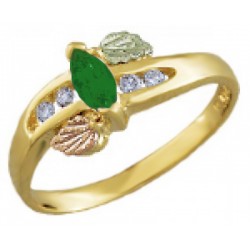 Landstrom's® 10K Black Hills Gold Ring with Diamond and Emerald