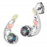 Tri-Color Black Hills Gold on Sterling Silver Mystic Fire Topaz Earrings