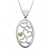 Black Hills Gold on Sterling Silver Oval Pendant with Hearts