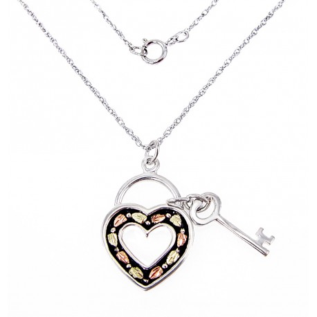 Landstrom's® Black Hills Gold on Sterling Silver Heart & Key Pendant