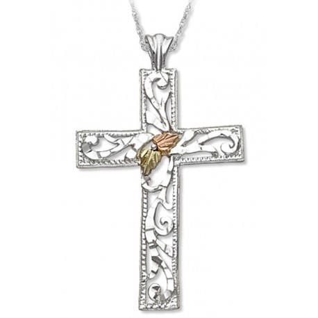 Landstrom's® Black Hills Gold on Sterling Silver Large Cross Pendant