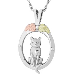 Black Hills Gold on Sterling Silver Cat Pendant - Necklace by Mt. Rushmore