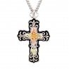 Black Hills Gold on Sterling Silver Cross Pendant With Antiquing by Mt Rushmore