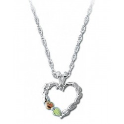 BLACK HILLS GOLD LADIES STERLING SILVER HEART PENDANT NECKLACE 