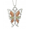 BLACK HILLS GOLD .925 STERLING SILVER LADIES BUTTERFLY PENDANT NECKLACE