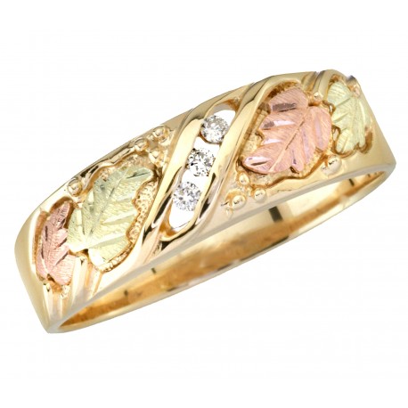 Black Hills Gold .06tw Diamond Wedding Ring For Men