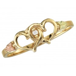 Two Hearts Black Hills gold Ring Accented with .01Tw Diamond