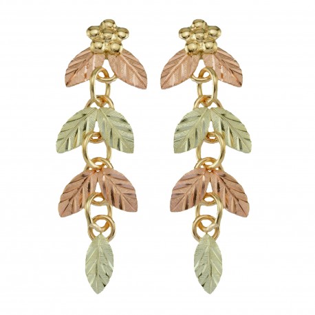 10K BLACK HILLS GOLD LEAVES AND GRAPES EARRINGS