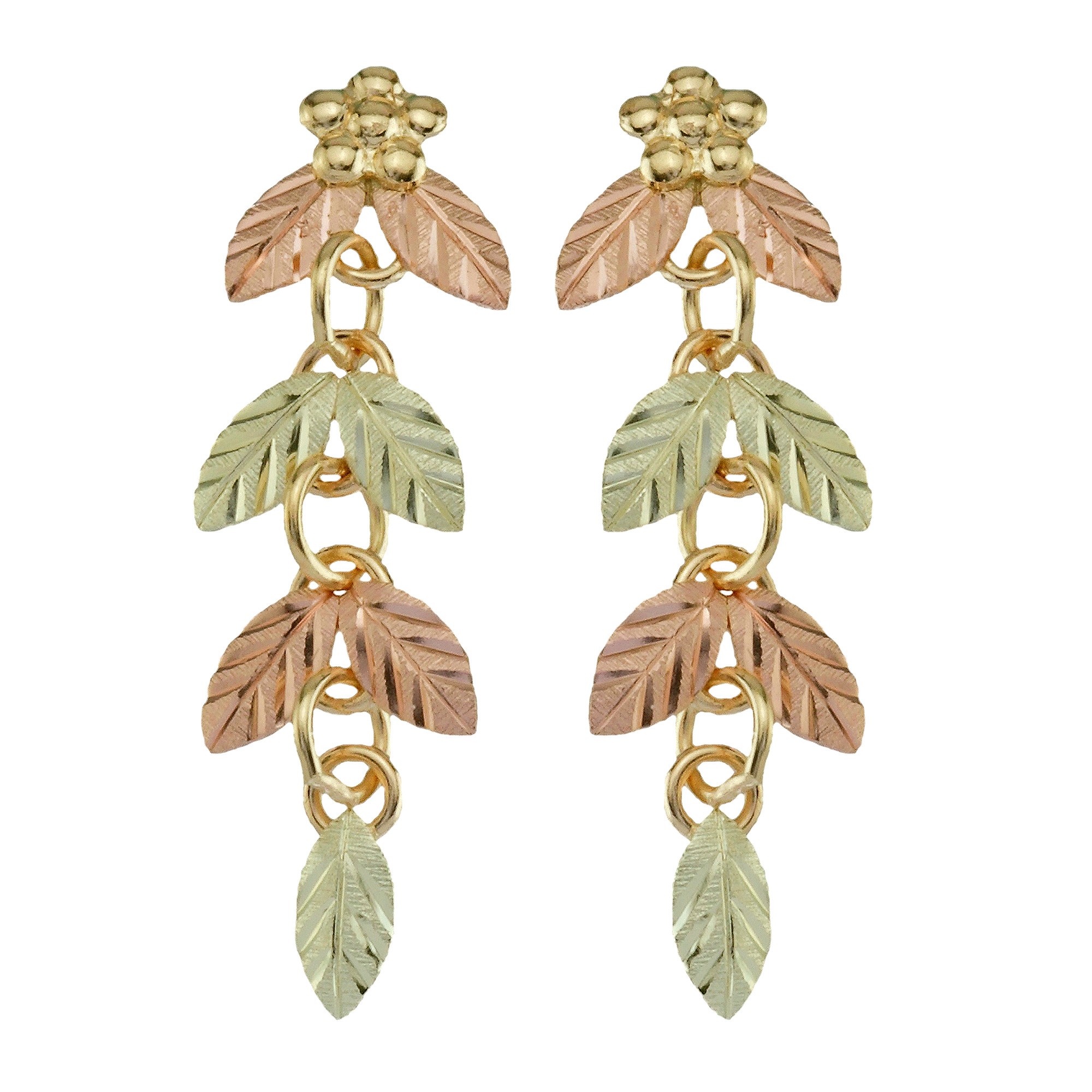 10k Black Hills Gold Leaf Leaves Stud Small shops Dangle Earrings