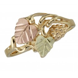 BLACK HILLS GOLD GRAPE CLUSTERS and LEAVES RING for LADIES
