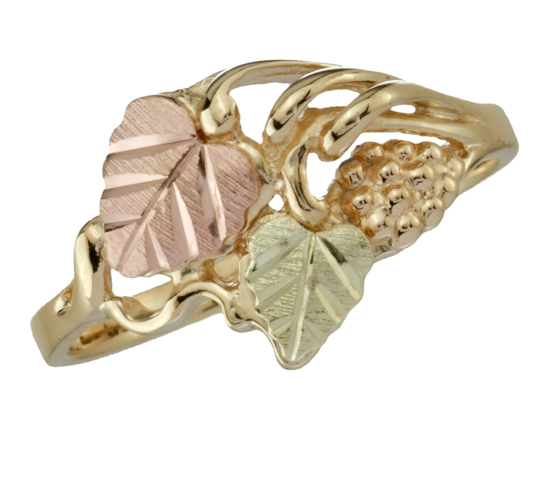 Petite Four Leaves Ring – Black Hills Gold – 10K/12K Multi-Tone – Custom Made USA