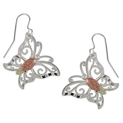 Black Hills Gold Sterling Silver Butterfly Earrings