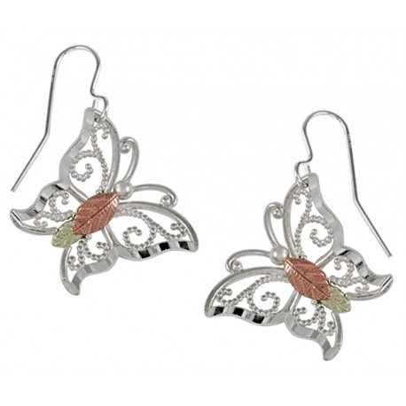 Black Hills Gold Sterling Silver Butterfly Earrings