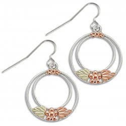 Landstrom's® Black Hills Gold on Sterling Silver Circle Earrings w Leaves