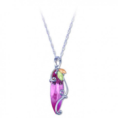 BLACK HILLS GOLD SILVER LADIES SYNTHETIC PINK ZIRCON PENDANT NECKLACE