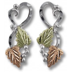 Landstrom's® Black Hills Gold on Sterling Silver Heart Earrings w 12K Leaves