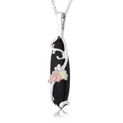 Black Hills Gold on Silver Onyx Pendant With Necklace