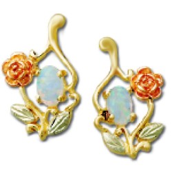 Landstrom's® 10K Black Hills Gold Earrings with Opal and Rose