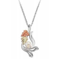BLACK HILLS GOLD STERLING SILVER LADIES PEARL PENDANT NECKLACE