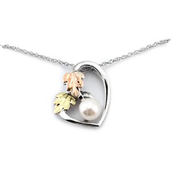 Landstrom's® Black Hills Gold on Sterling Silver Heart Pendant with Pearl