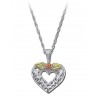 BLACK HILLS GOLD STERLING SILVER HEART AND FLOWER LADIES PENDANT NECKLACE