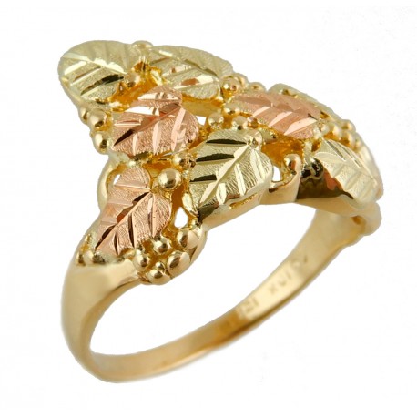 Black Hills Gold Ring with Leaf and Grapes