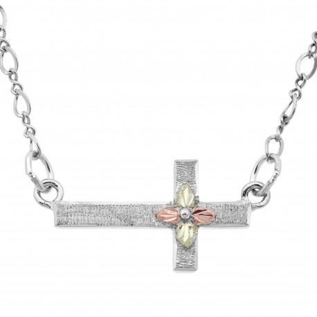 Landstrom's® Black Hills Gold on Sterling Silver Sideways Cross Necklace