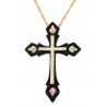 Black Hills Gold Black Powder Coated Cross Pendant with Four Leaves
