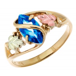 10K Black Hills Gold Ladies Ring with Blue Topaz