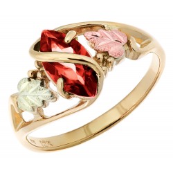 10K Black Hills Gold Ladies Ring with Garnet