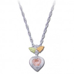 BLACK HILLS STERLING SILVER LADIES PINK CZ HEART PENDANT NECKLACE