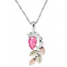 BLACK HILLS GOLD LADIES STERLING SILVER PINK CUBIC ZIRCONIA PENDANT NECKLACE