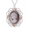 Black Hills Gold on Sterling Silver Cameo Pendant with Woman