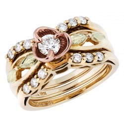 Landstrom's® Tri-Color Black Hills Gold Rose & Diamond Wedding Set