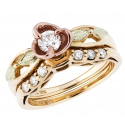 Landstrom's® Tri-color Black Hills Gold Rose & Diamond Wedding Set