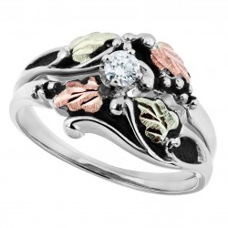 Antiqued Black Hills White Gold Diamond Engagement Wedding Ring Set