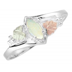 Black Hills Gold on Sterling Silver Ladies Ring with Genuine Opal