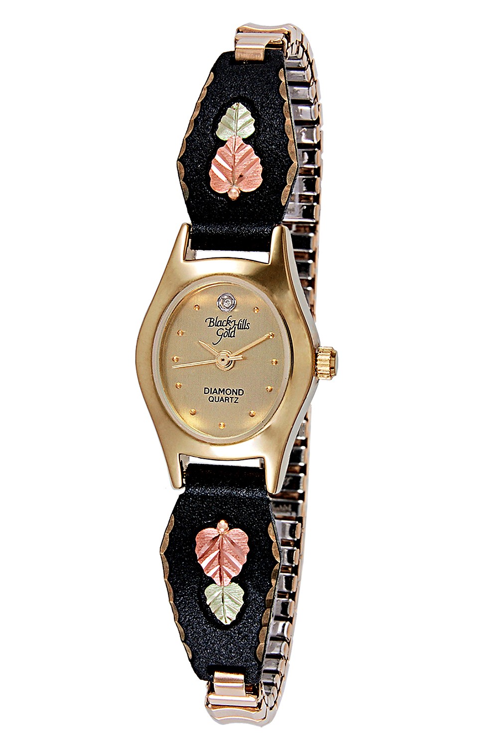 Black Hills Gold Ladies Watch with 12K Gold Leaves 
