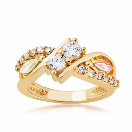 Stunning Black Hills Gold Tri-color 2Beloved Diamond Ring