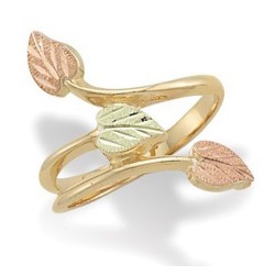 Landstrom's® 10K Black Hills Gold Ladies Ring with Three Leaves