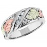 Tri-color Black Hills White Gold and Diamond Ladies Wedding Ring