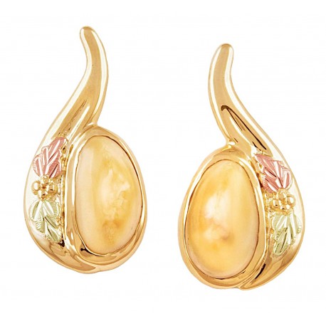 Elk Ivory 10K Black Hills Gold Ladies Earrings